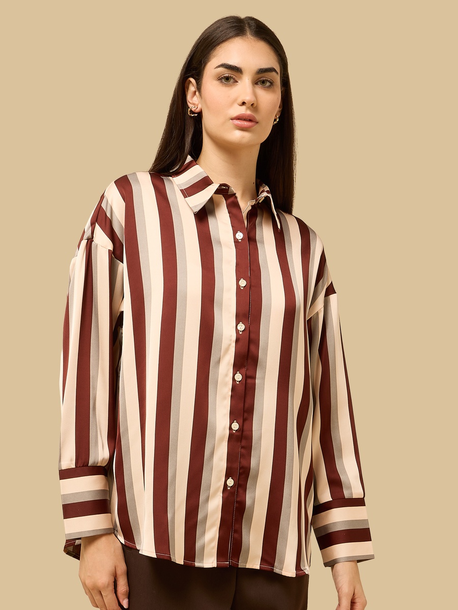 Striped Oversized Satin Shirt
