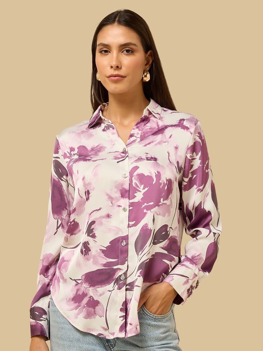 Printed Oversized Satin Shirt