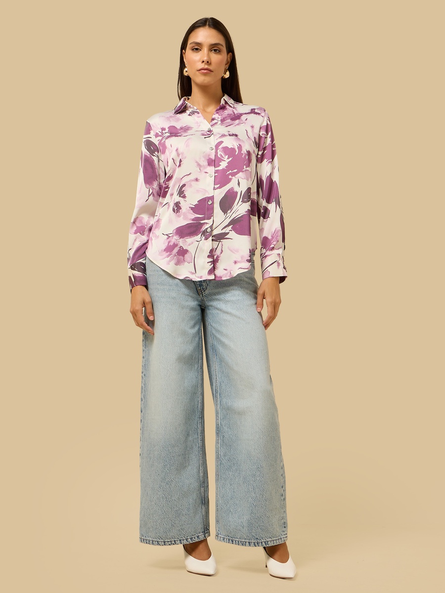 Printed Oversized Satin Shirt