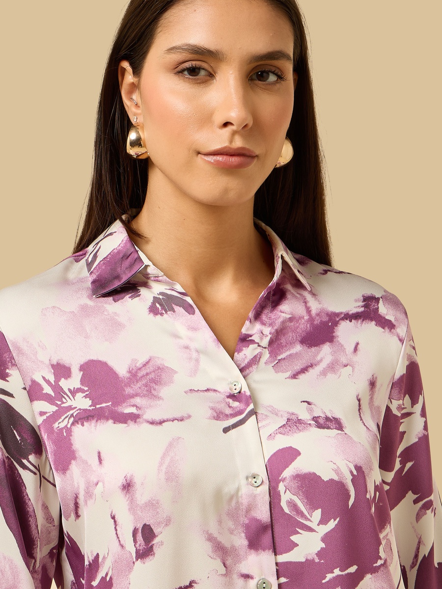 Printed Oversized Satin Shirt