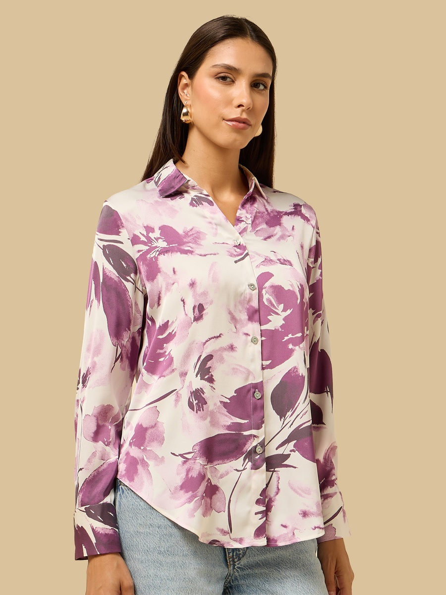 Printed Oversized Satin Shirt