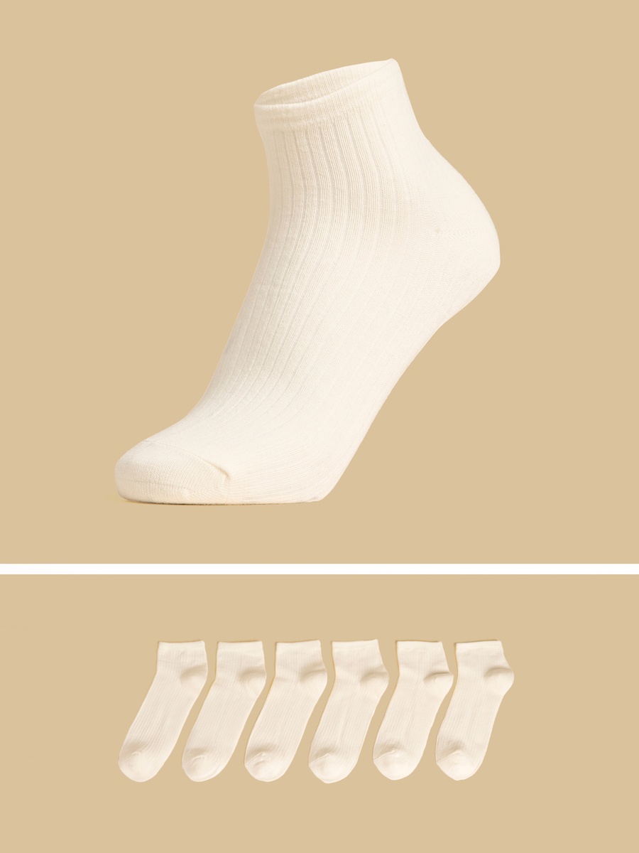 Pack of 6 - Ribbed Ankle Length Socks