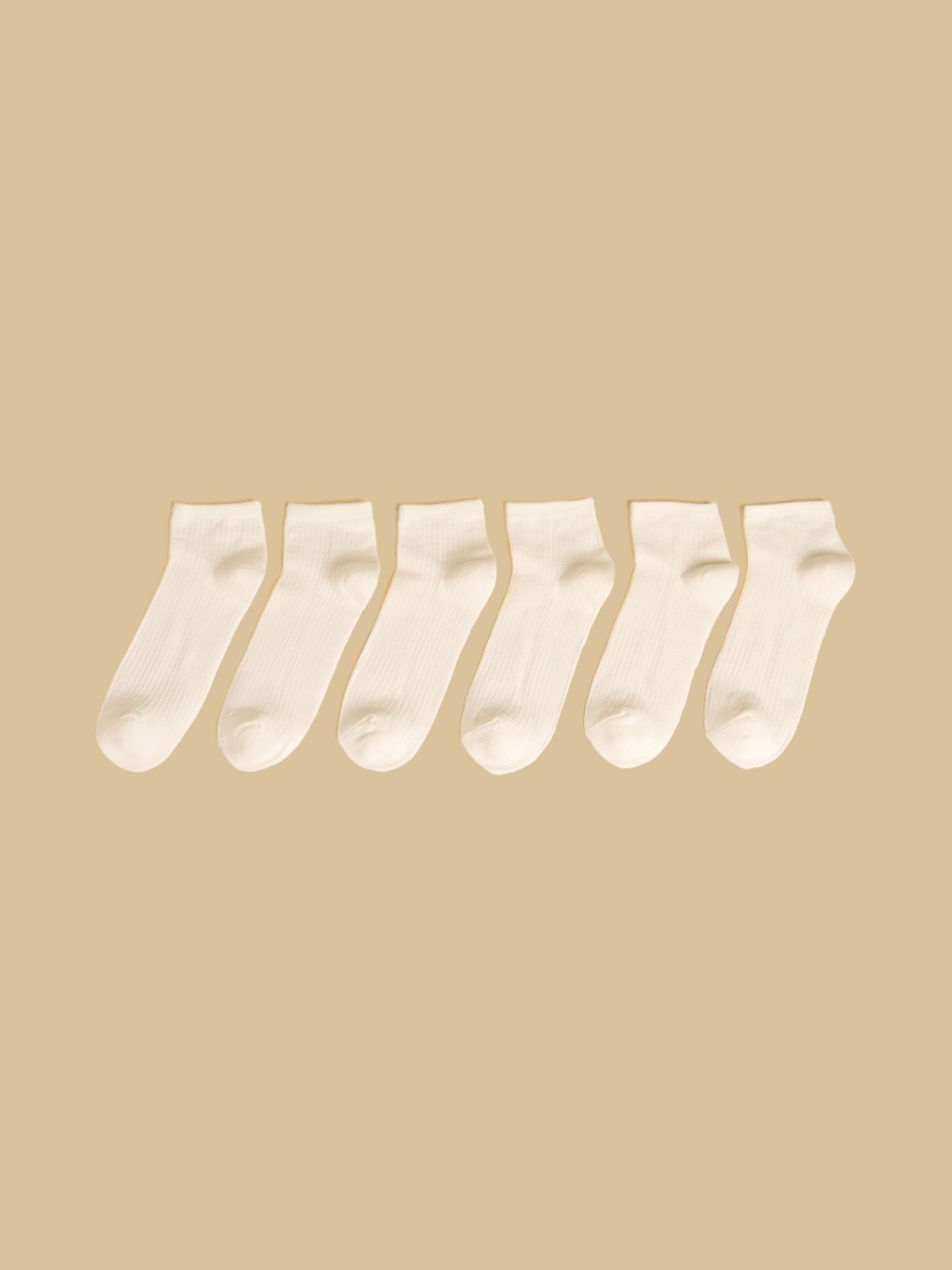 Pack of 6 - Ribbed Ankle Length Socks