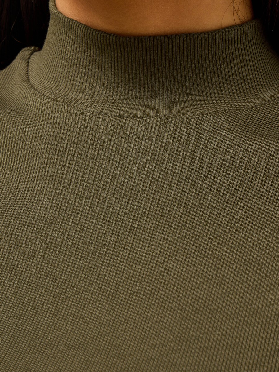 Ribbed T-Shirt with Turtle Neck