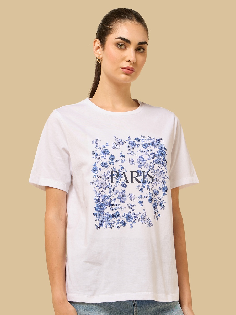 Embellished Floral Print T-Shirt