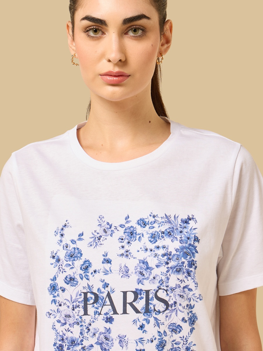 Embellished Floral Print T-Shirt