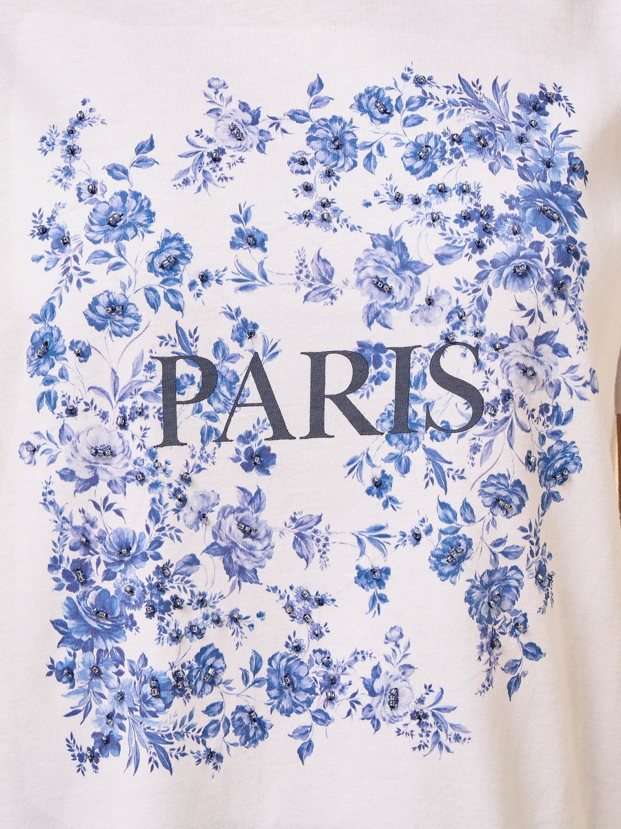 Embellished Floral Print T-Shirt