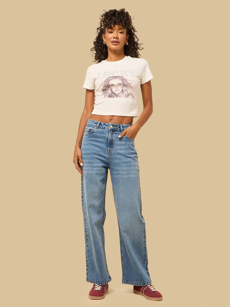 Britney Spears Print Ringer T-Shirt