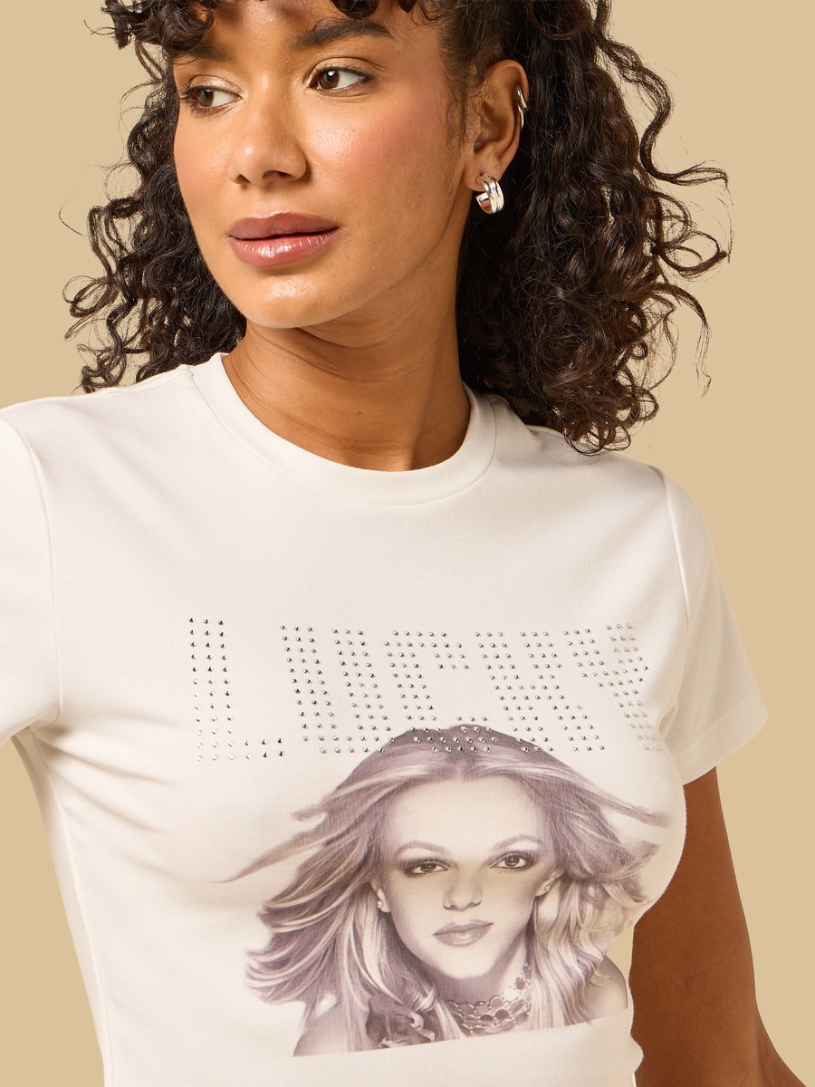 Britney Spears Print Ringer T-Shirt