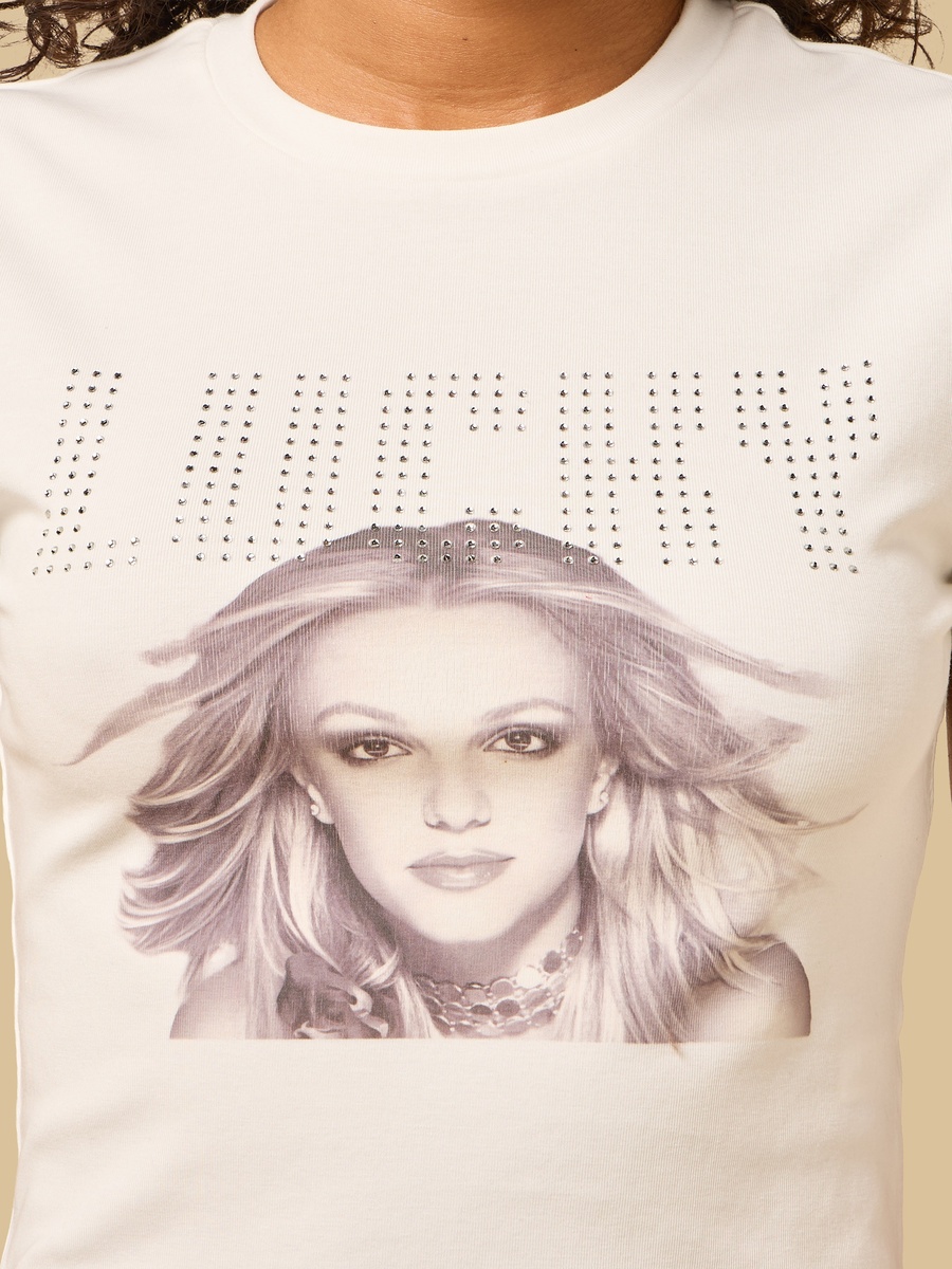 Britney Spears Print Ringer T-Shirt