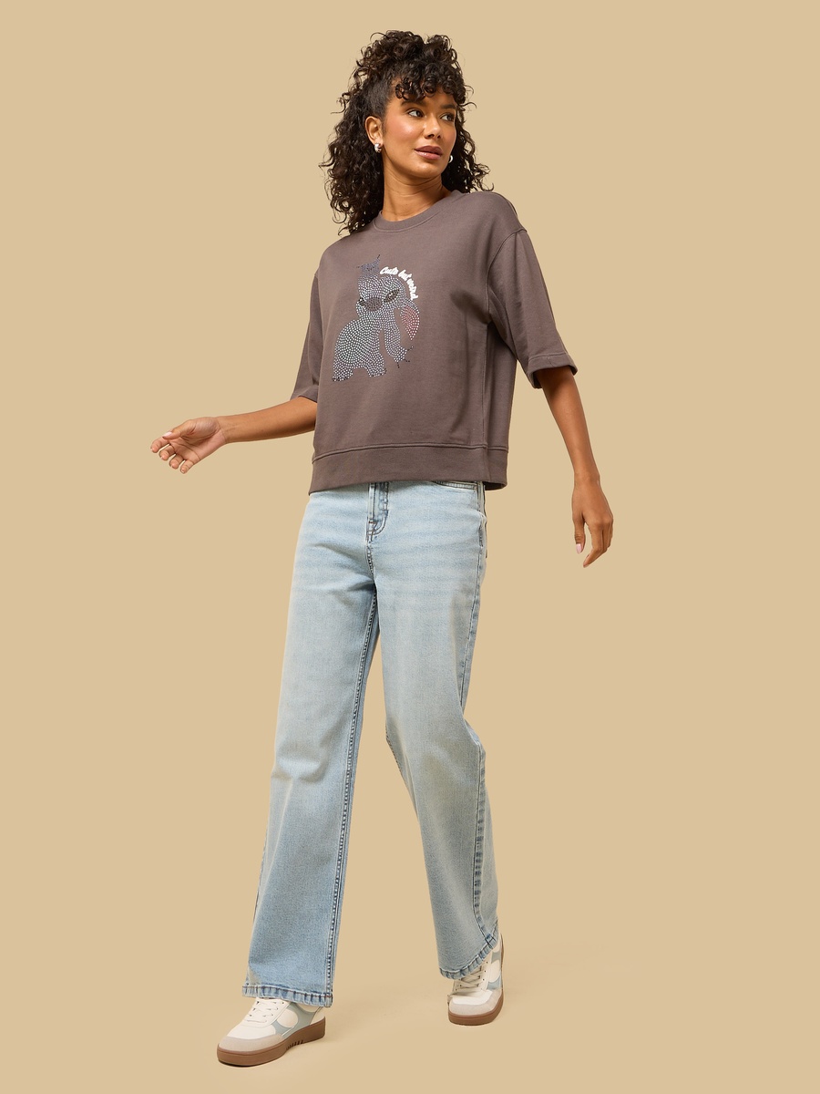 Stitch Embellished Oversized T-Shirt