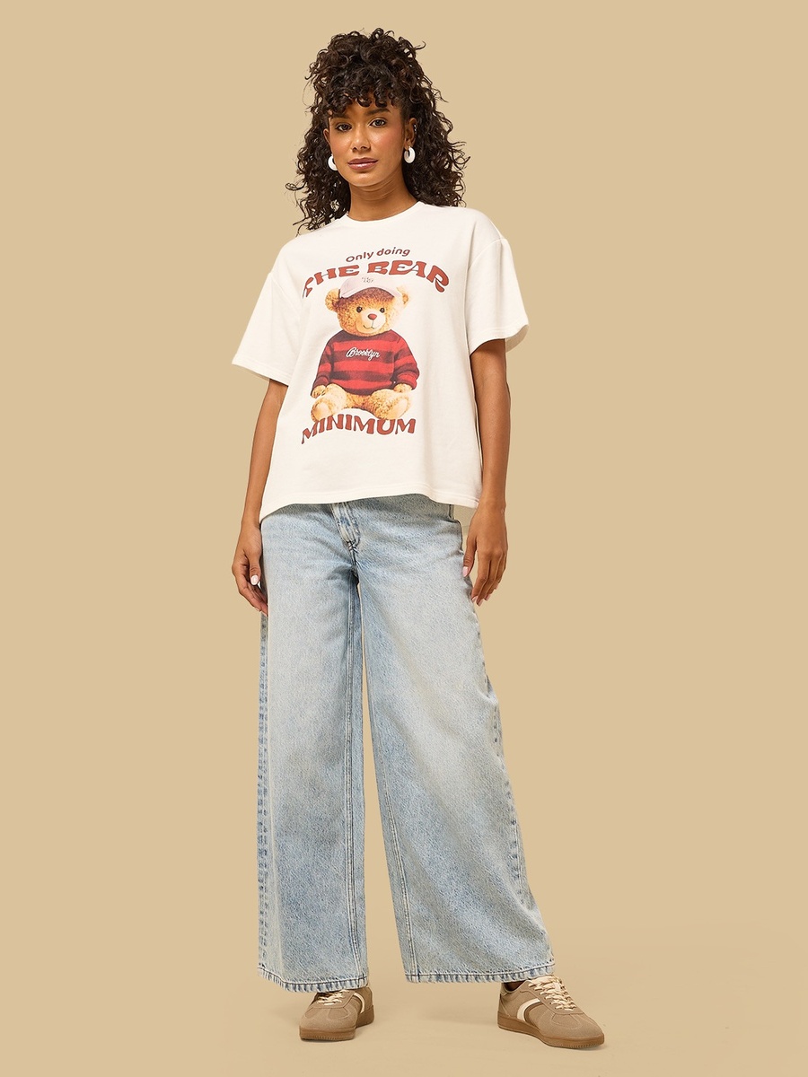 Teddy Bear Print Oversized T-Shirt