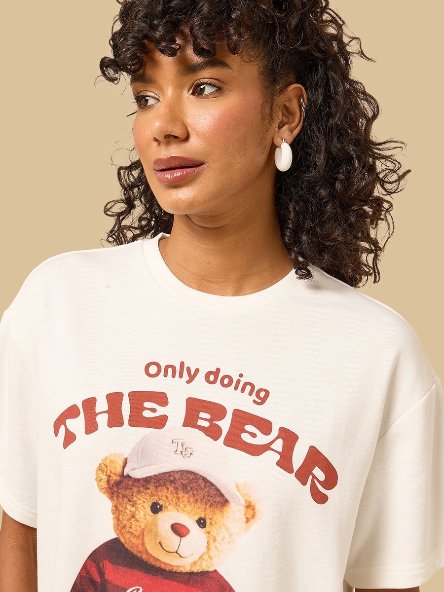 Teddy Bear Print Oversized T-Shirt