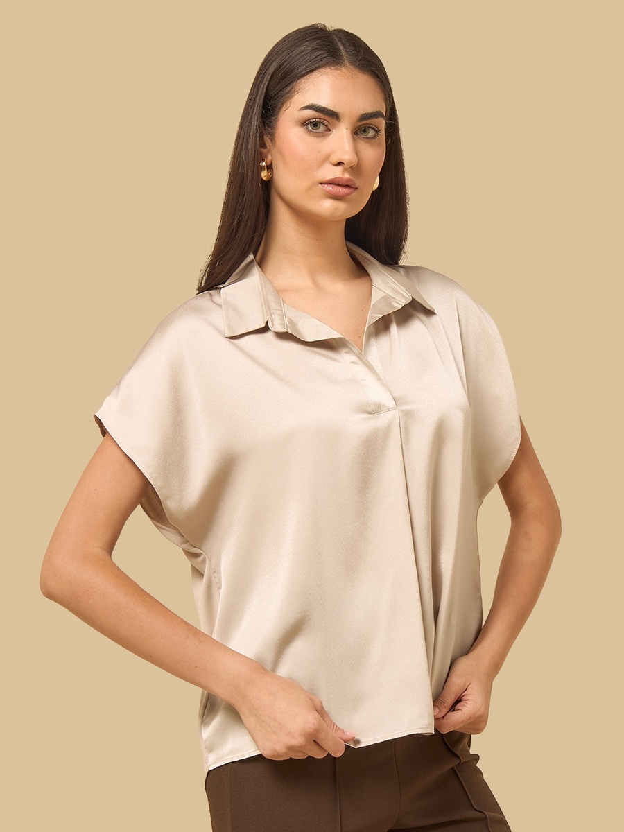 Satin Collared Top