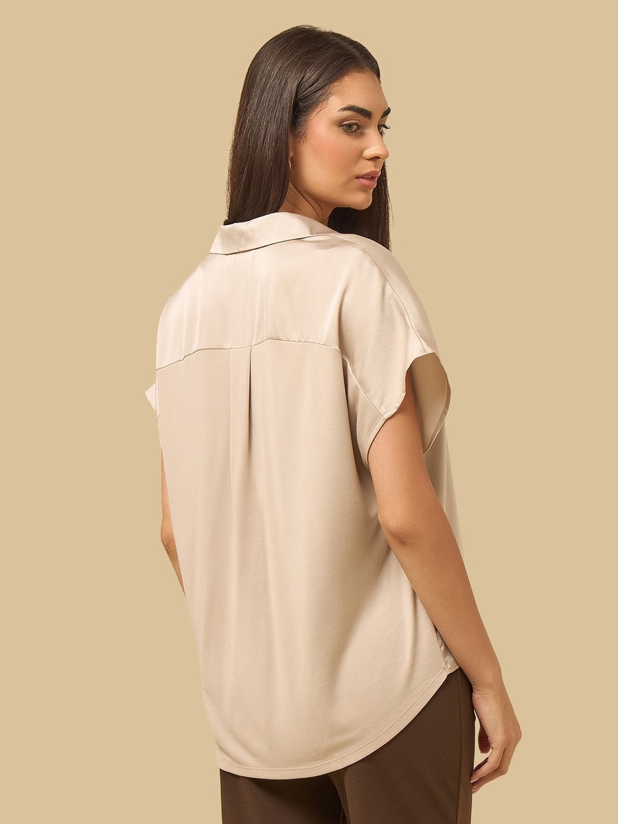 Satin Collared Top