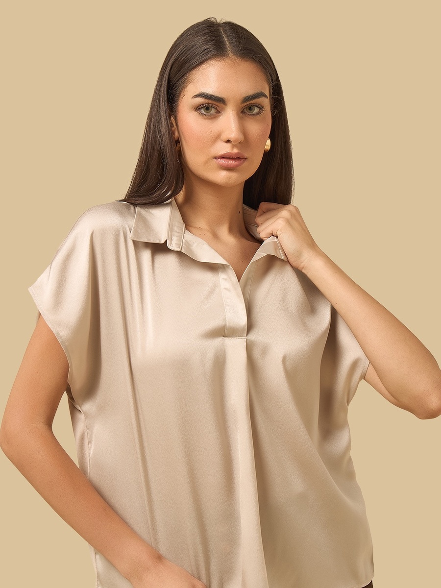 Satin Collared Top