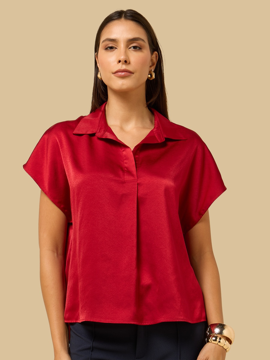 Satin Collared Top
