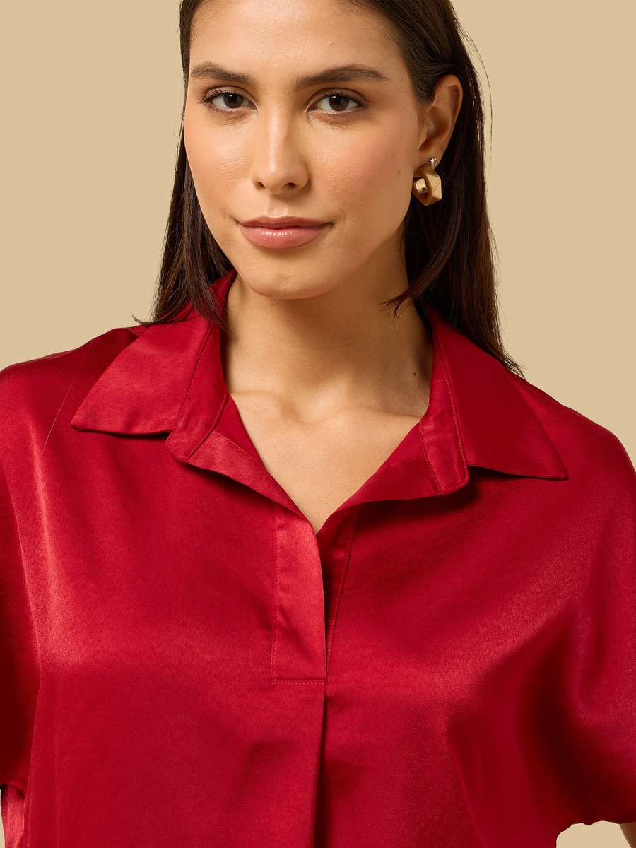Satin Collared Top