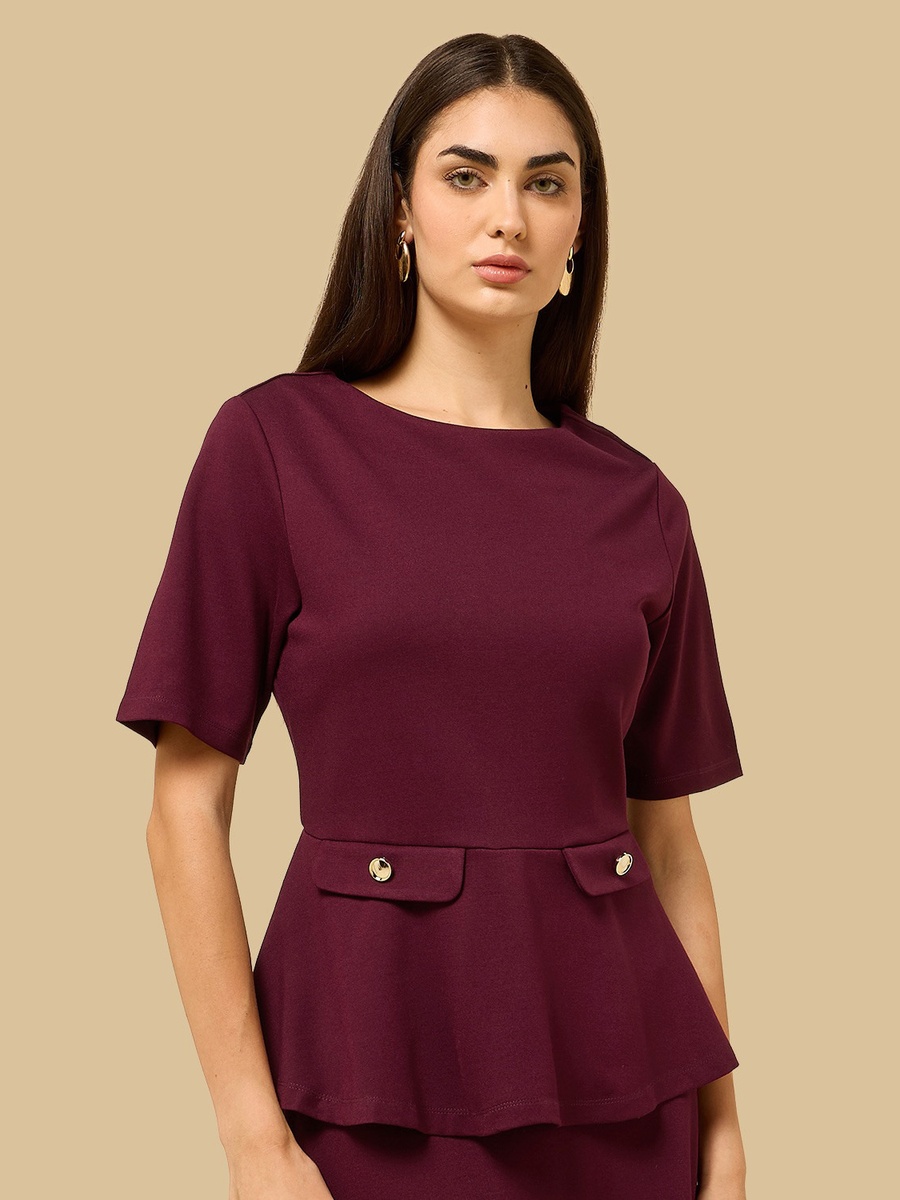 Flap Accent Peplum Top