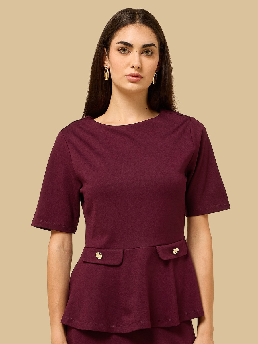 Flap Accent Peplum Top