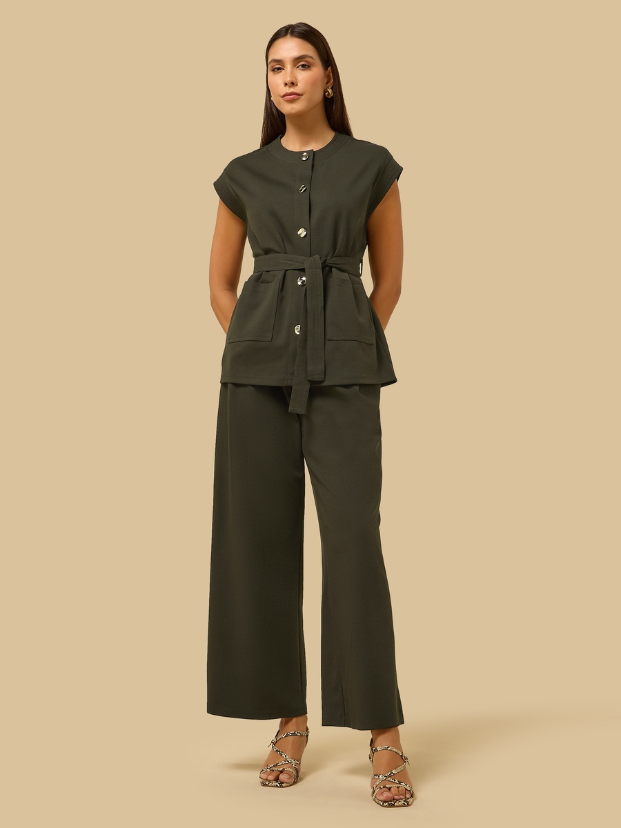 Short Sleeves Top with Belt