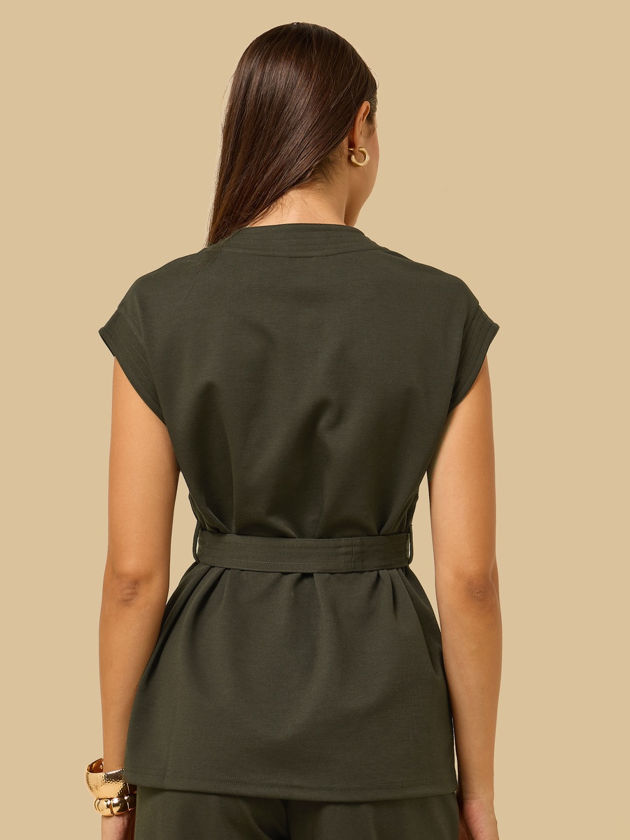Short Sleeves Top with Belt