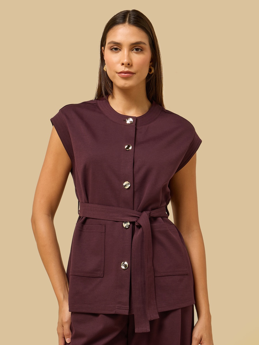 Short Sleeves Top with Belt