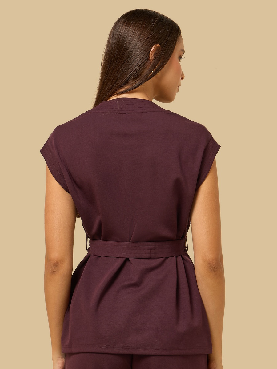Short Sleeves Top with Belt