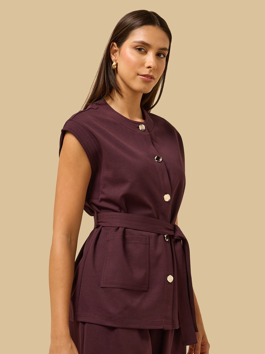 Short Sleeves Top with Belt