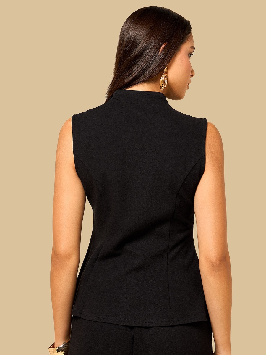 Textured Interlock Sleeveless Peplum Top
