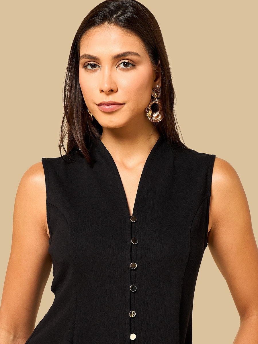 Textured Interlock Sleeveless Peplum Top