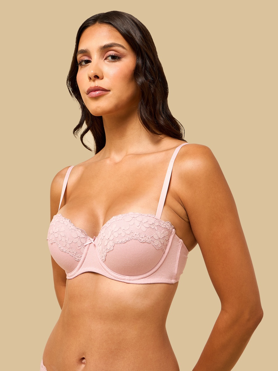 Pack of 2 - Ribbed Balconette Bra