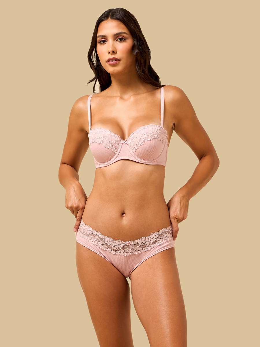 Pack of 2 - Ribbed Balconette Bra