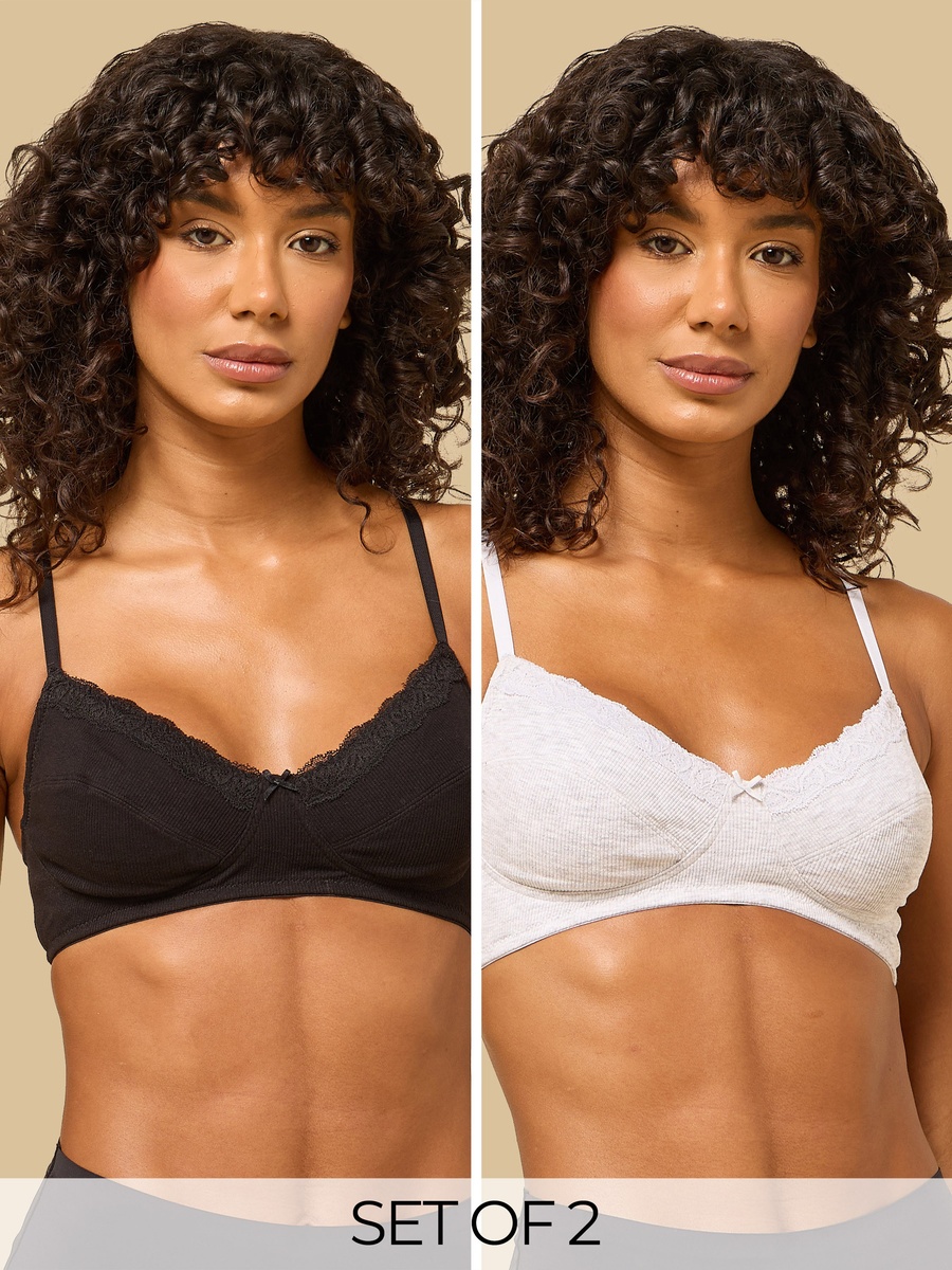 Pack of 2 - Ribbed Non-Padded Bra