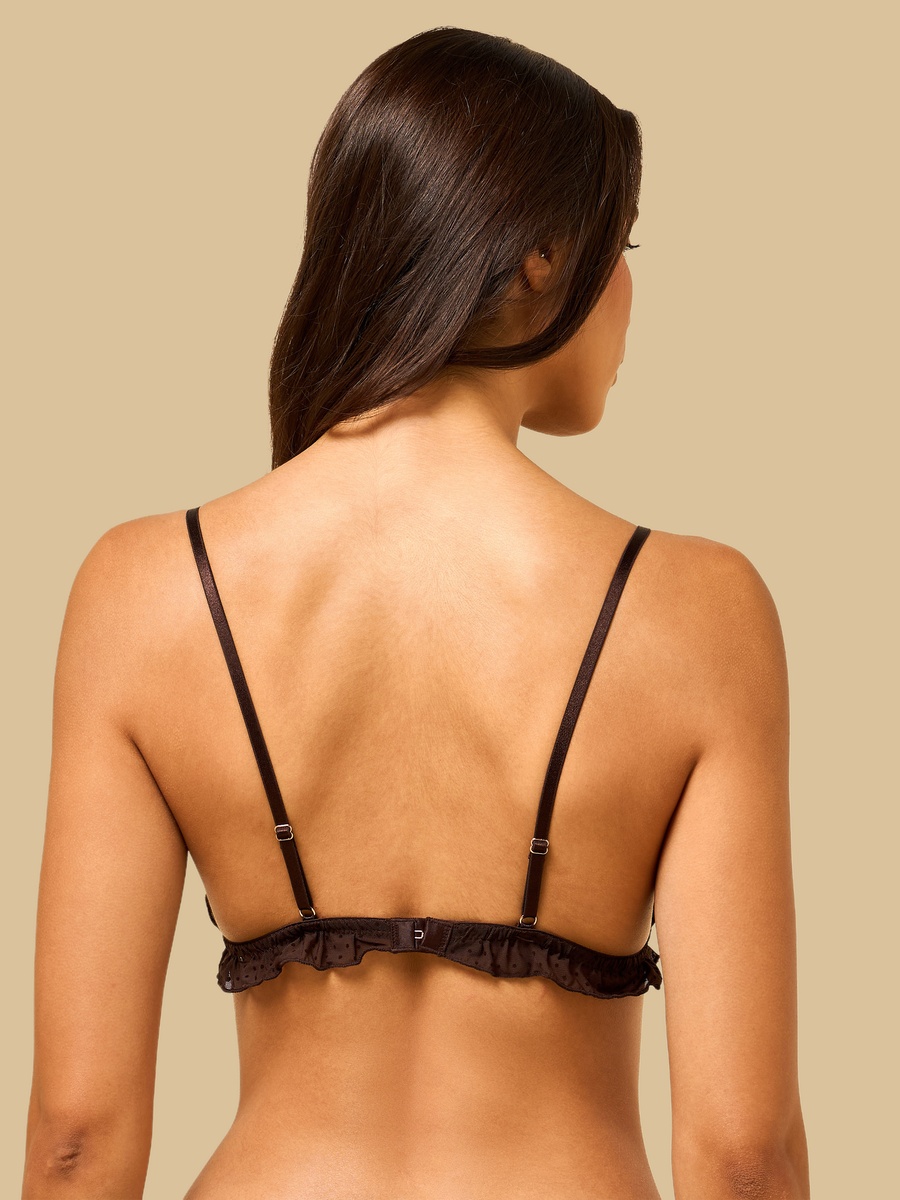 Polka Dot Print Mesh Padded A-Frame Bra