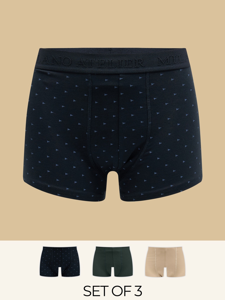 Pack of 3 - Assorted Print Hipster Trunks