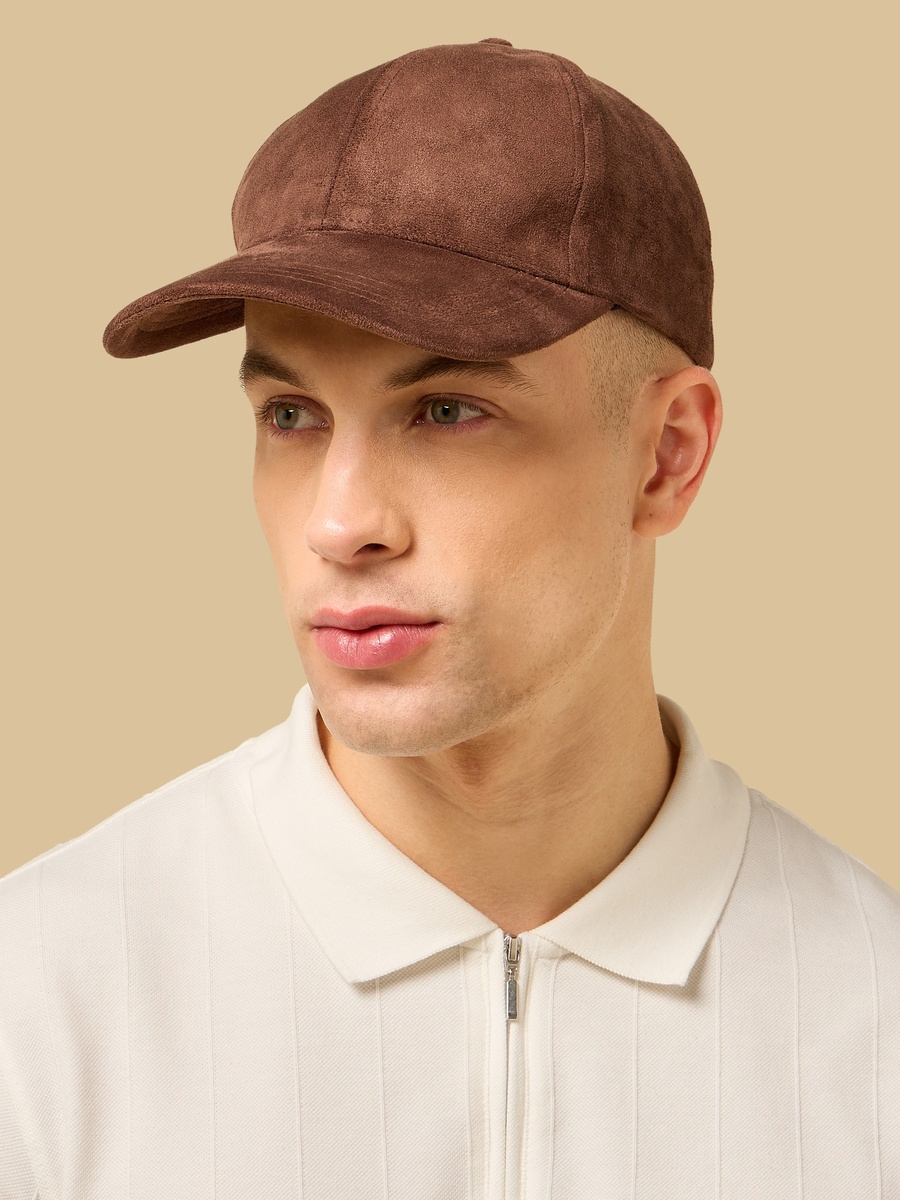 Suede Cap with Buckled Strap Closure