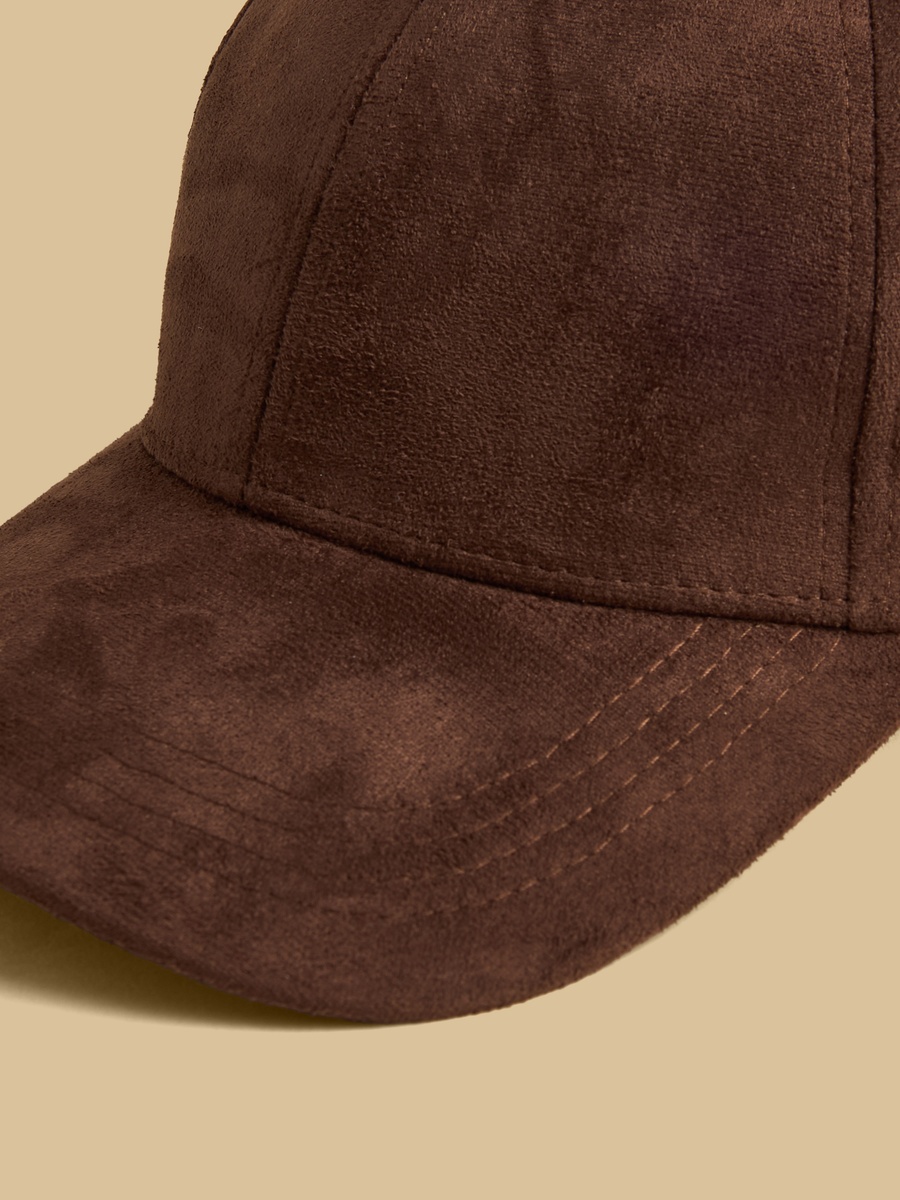 Suede Cap with Buckled Strap Closure