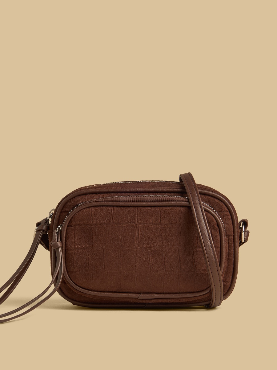 Textured Crossbody Bag with Adjustable Strap