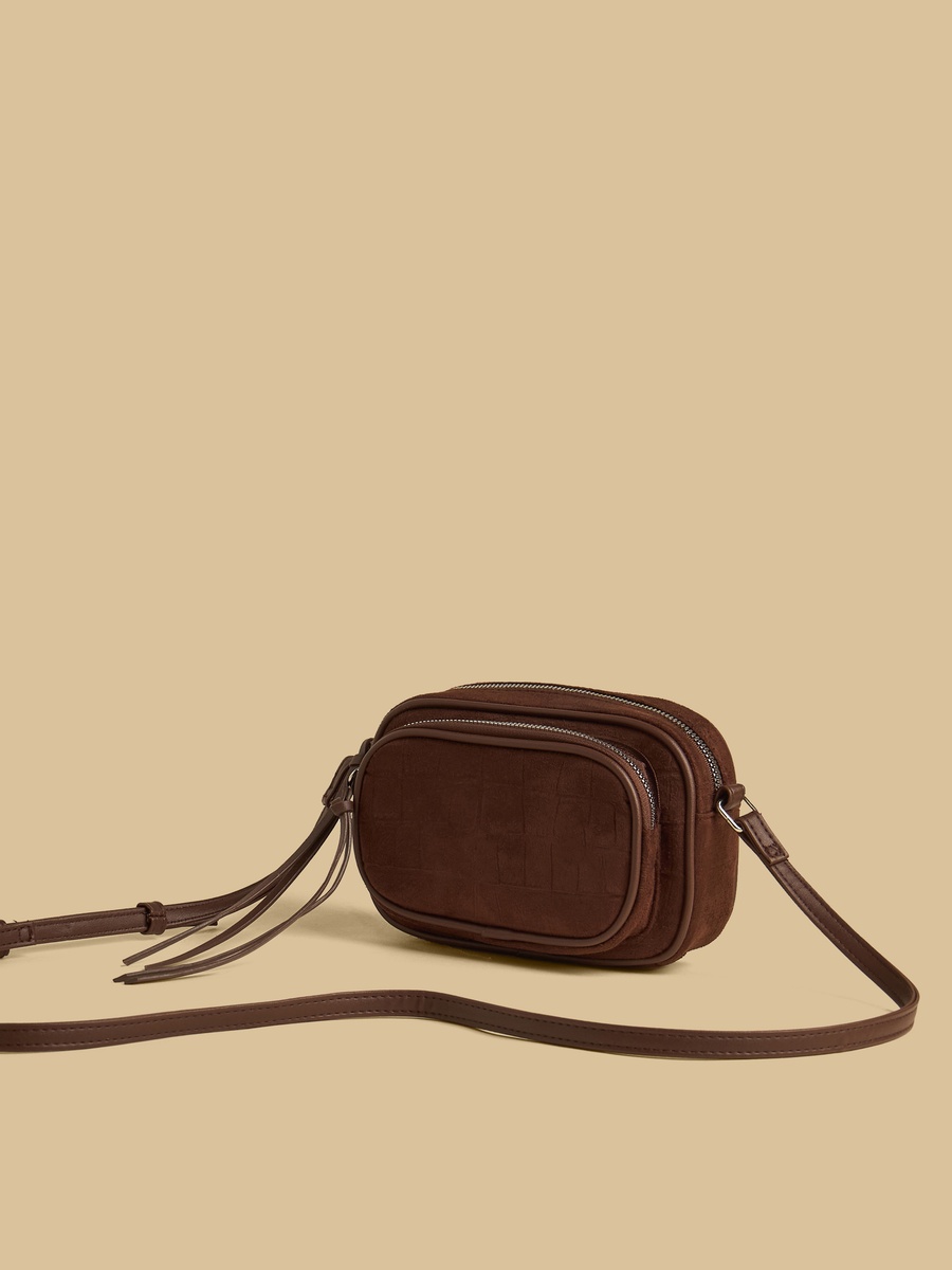 Textured Crossbody Bag with Adjustable Strap