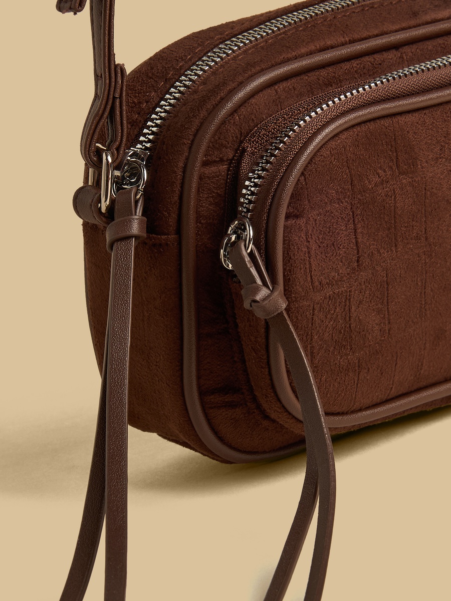 Textured Crossbody Bag with Adjustable Strap