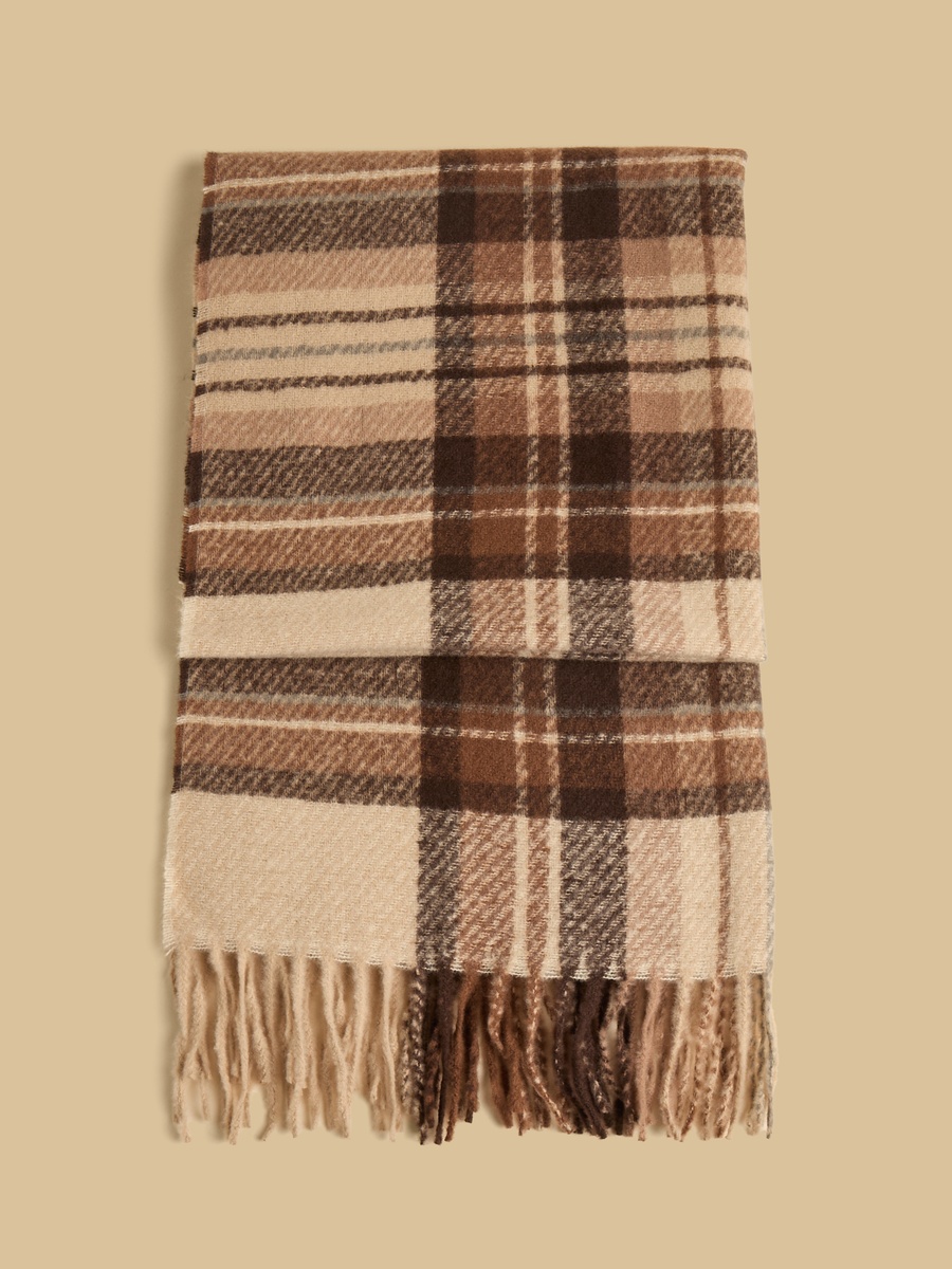 Checked Scarf with Tassel Detail