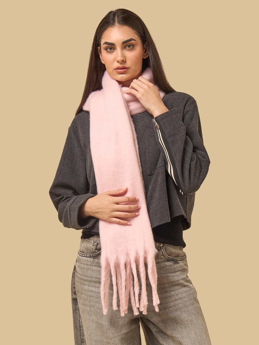 Plain Scarf with Tassel Detail