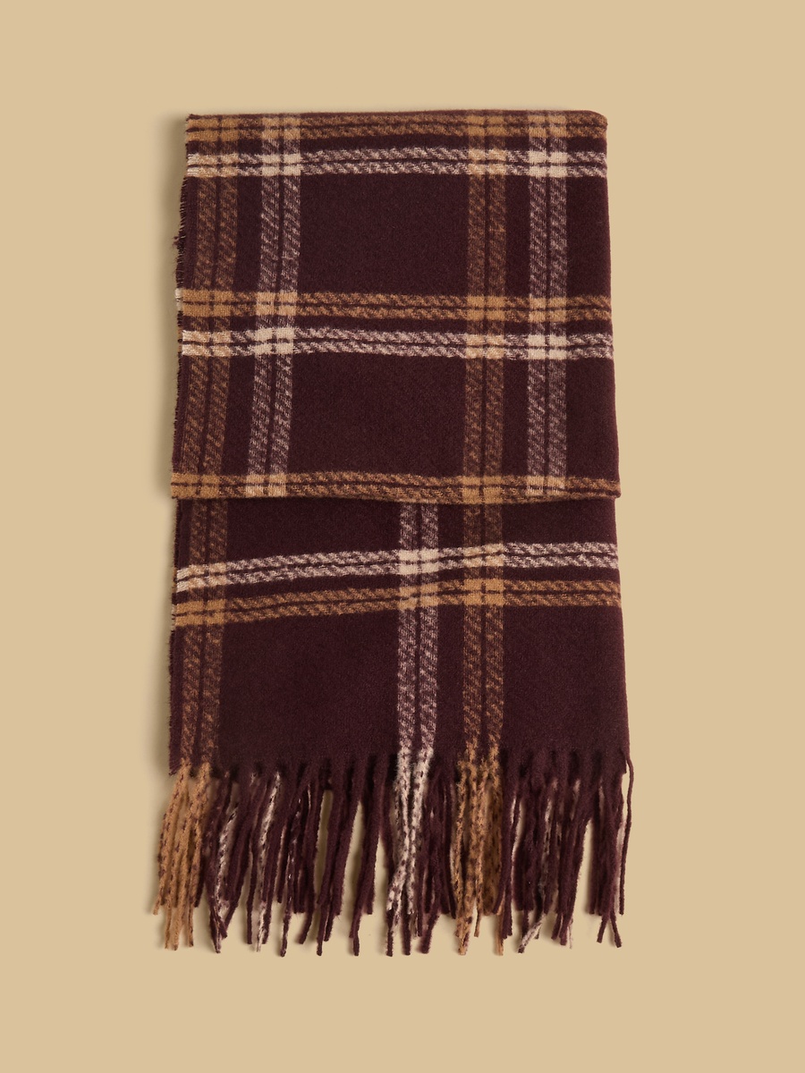 Checked Scarf with Tassel Detail