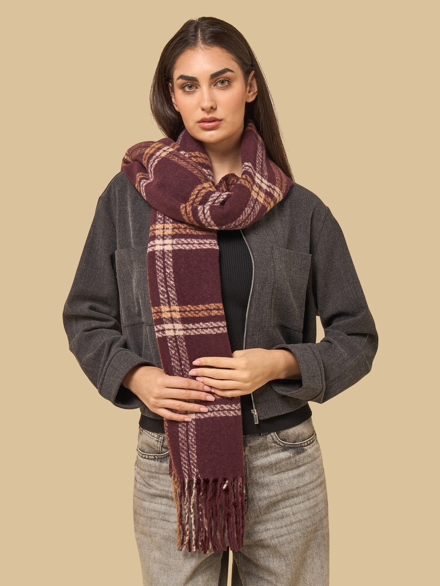Checked Scarf with Tassel Detail