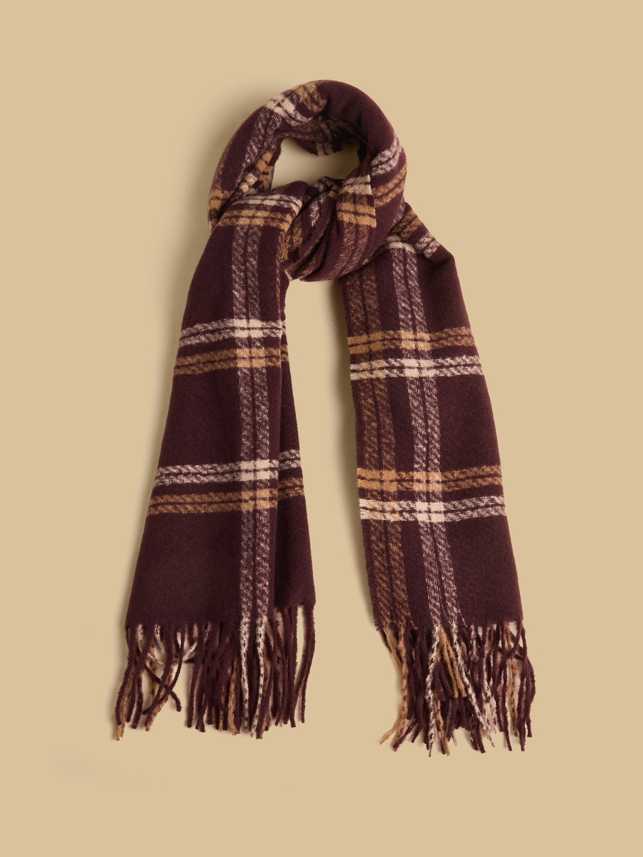 Checked Scarf with Tassel Detail