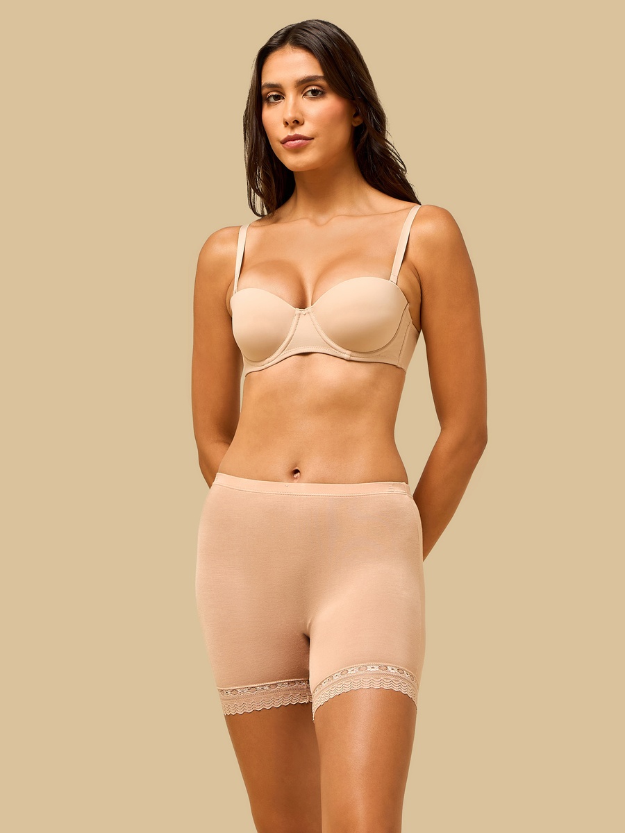Lace Trim Viscose Short Leggings