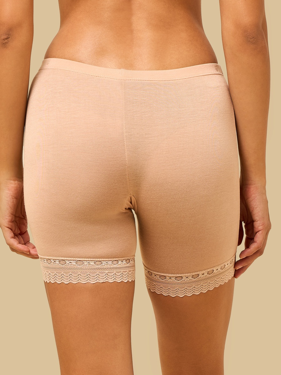 Lace Trim Viscose Short Leggings