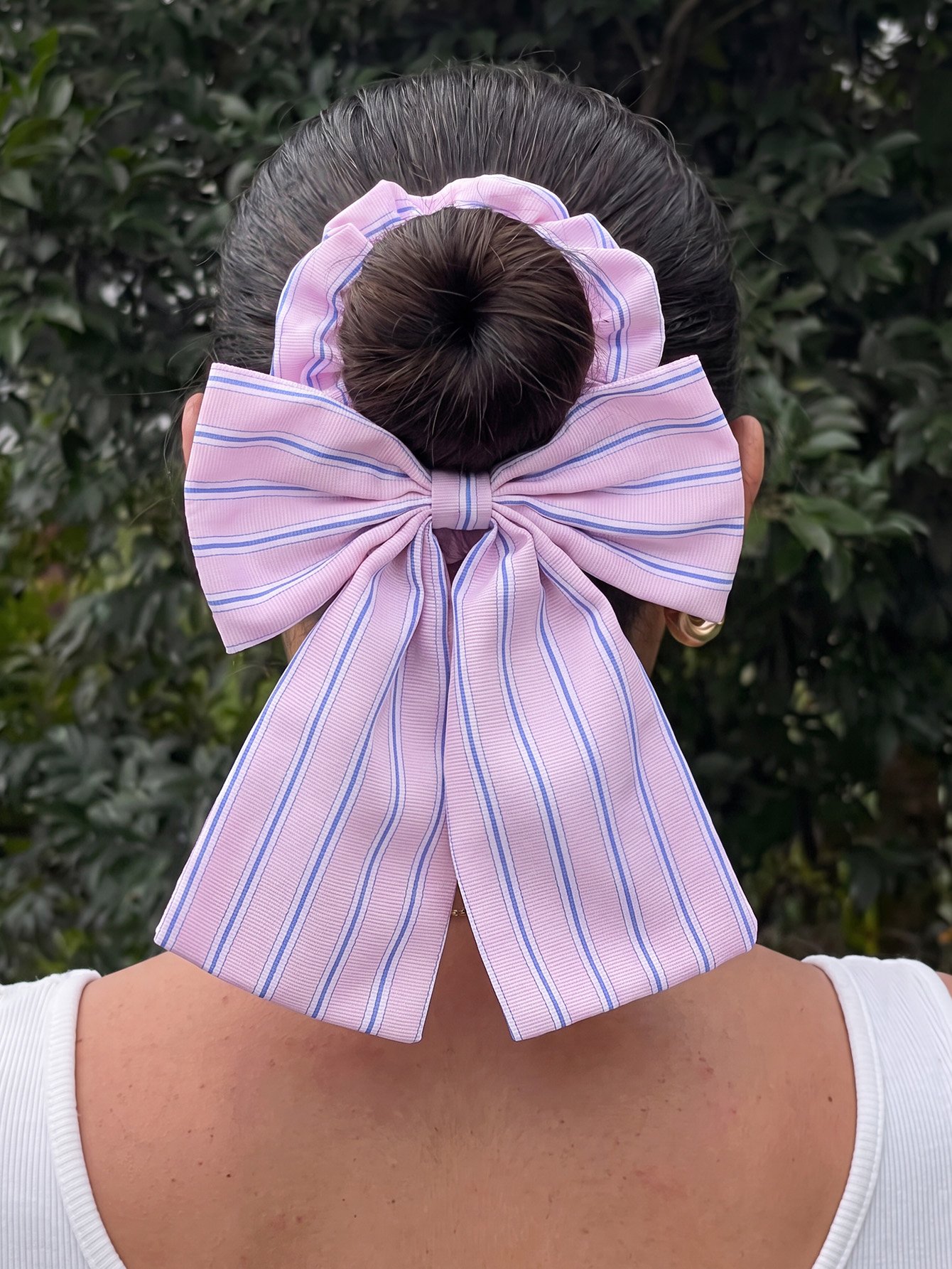 Multi-Color Striped Bow Hair Rings