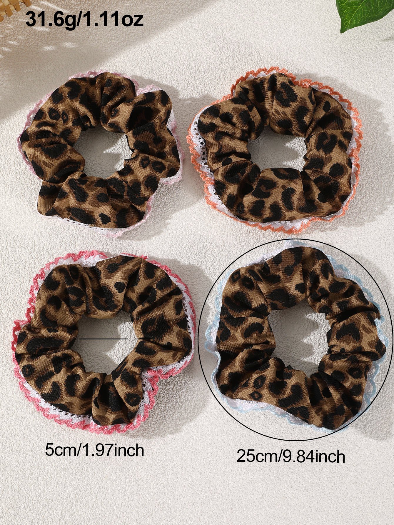 Pack of 4 - Multi-Color Leopard Print Hair Ring Scrunchie